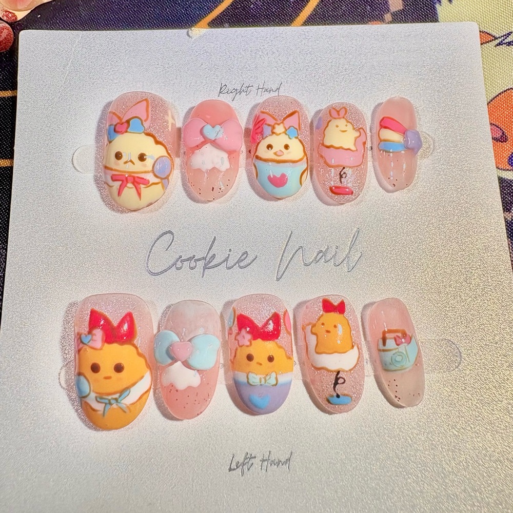 Cute Cartoon Nail Art Set Short Oval